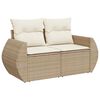 vidaXL 7-tlg. Garten-Sofagarnitur mit Kissen Beige Poly Rattan