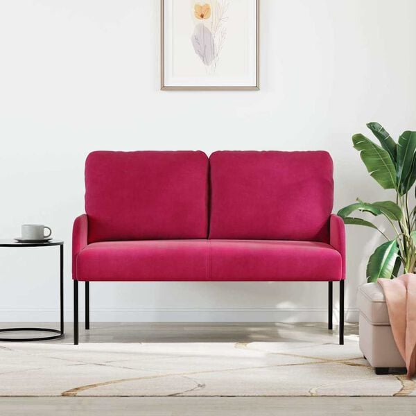 vidaXL Sofas mit Kissen 110cm Weinrot Sperrholz