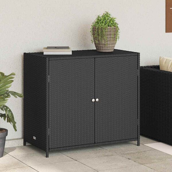 vidaXL Gartenschrank Schwarz 83x45x76 cm Poly Rattan