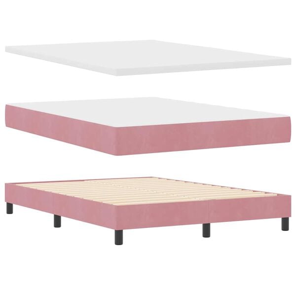 vidaXL Boxspringbett mit Matratze mit Kopfteil Rosa 200 x 160 cm Samt