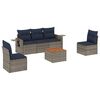 vidaXL 6-teiliges Gartensofa-Set mit Kissen, grau, Polyrattan
