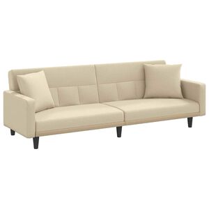 vidaXL Schlafsofa mit Kissen Creme Stoff