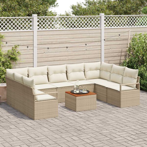 vidaXL Garten-Sofa-Set 10 pcs Beige und Wei&szlig;