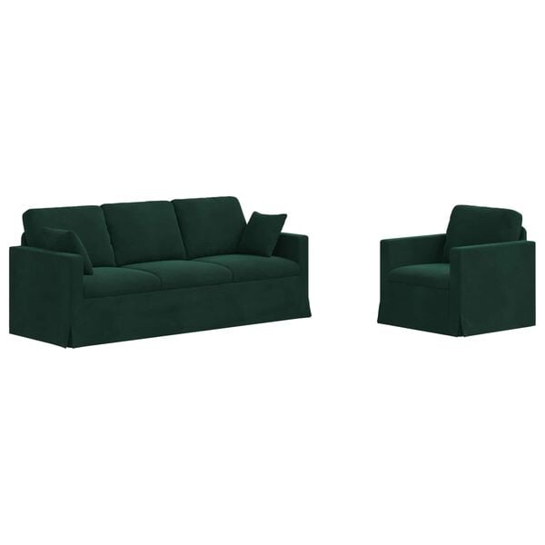 vidaXL Sofa 2 pcs Dunkelgr&uuml;n
