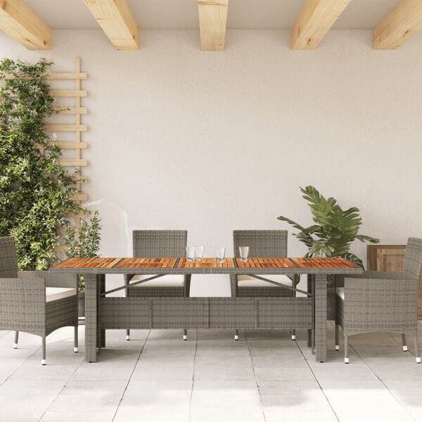 vidaXL Gartentisch mit Akazienholz-Platte Grau 240x90x75cm Poly Rattan