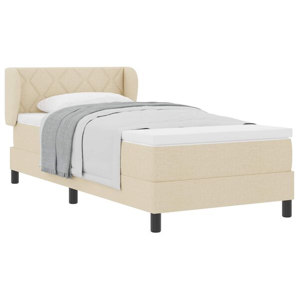 vidaXL Boxspringbett mit Matratze Creme 100 x 200 cm Stoff