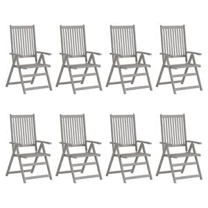 vidaXL Verstellbare Gartenst&uuml;hle 8 Stk. Grau Massivholz Akazie