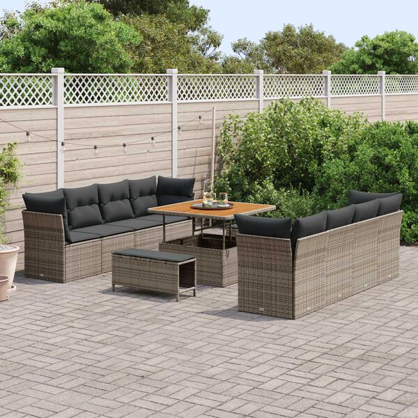 vidaXL Gartensofa-set 11 pcs Grau Poly-Rattan