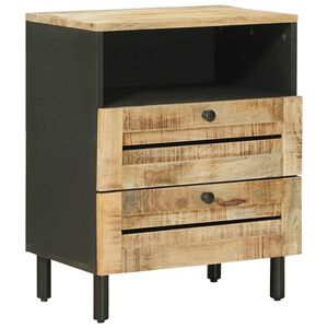 vidaXL Nachttisch Braun und Schwarz 50 x 33 x 60 cm Massivholz Mango