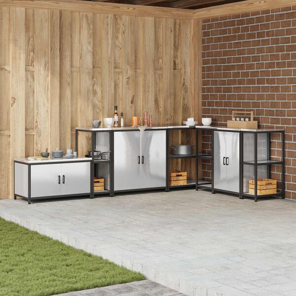 vidaXL K&uuml;chenaufbewahrung mit Regal Silber 60 x 50 x 92 cm Stahl