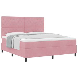 vidaXL Boxspringbett mit Matratze mit Kopfteil Rosa 180 x 200 cm Stoff