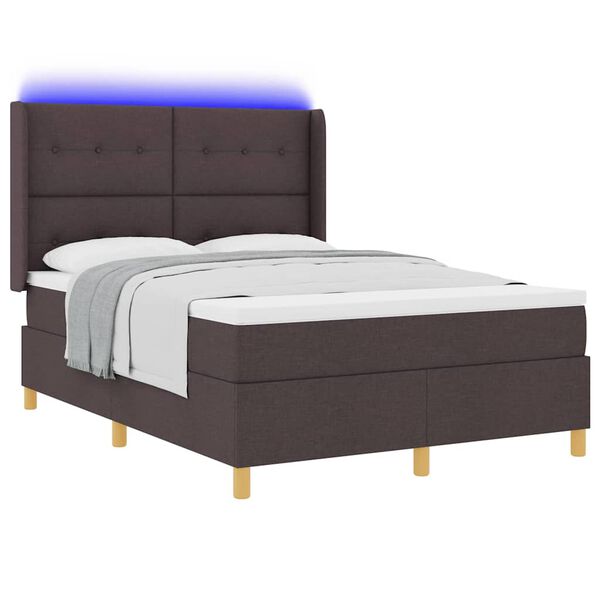 vidaXL Boxspringbett mit Matratze mit LED Braun 140 x 190 cm Stoff