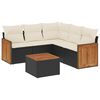 vidaXL 6-tlg. Garten-Sofagarnitur mit Kissen Schwarz Poly Rattan