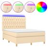vidaXL Boxspringbett mit Matratze & LED Creme 140x200 cm Stoff