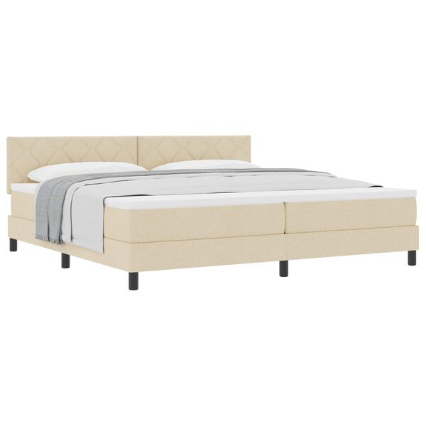 vidaXL Boxspringbett mit Matratze Creme 200 x 200 cm Stoff