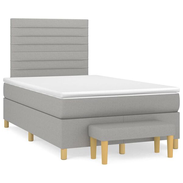 vidaXL Boxspringbett mit Matratze Hellgrau 120x190 cm Stoff