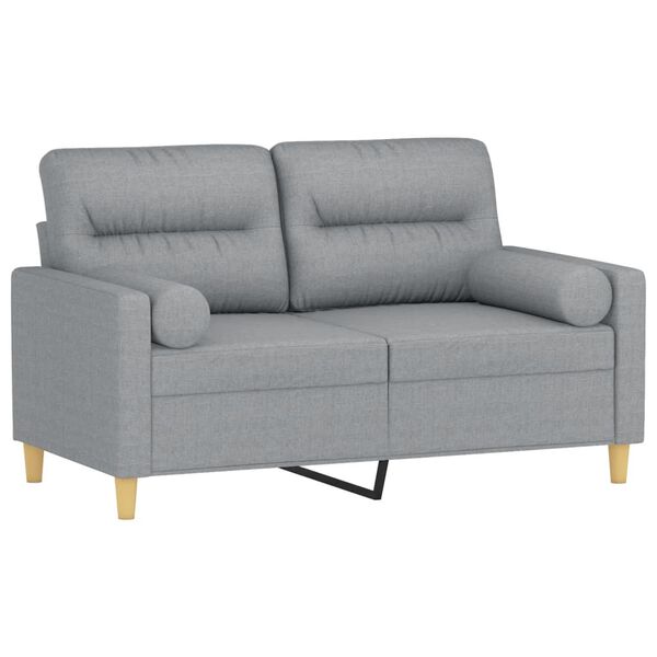 vidaXL 2-Sitzer-Sofa mit Zierkissen Hellgrau 120 cm Stoff