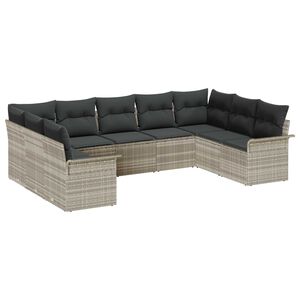 vidaXL Gartensofa-set mit Kissen Hellgrau Poly-Rattan