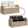 vidaXL Gartensofa-set mit Kissen mit Speicher 9 pcs Beige Poly Rattan