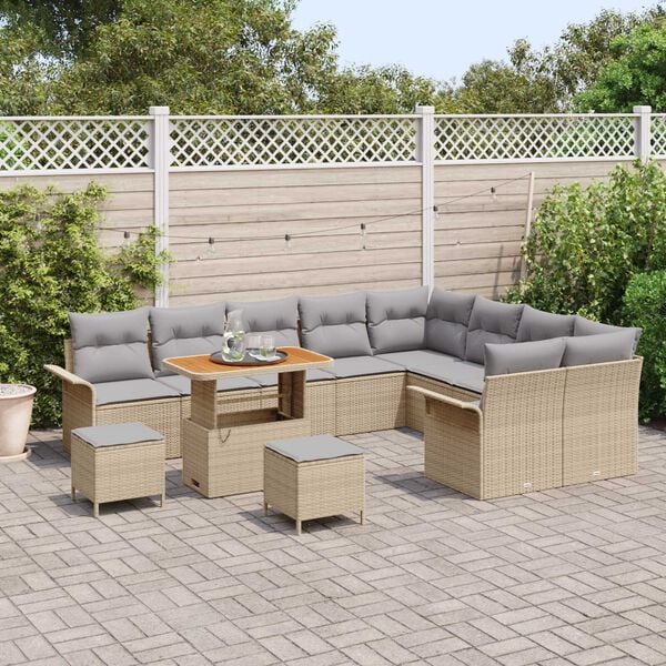 vidaXL Garten-Sofa-Set 12 pcs Beige Poly-Rattan