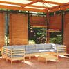 vidaXL 8-tlg. Garten-Lounge-Set mit Grauen Kissen Kiefernholz