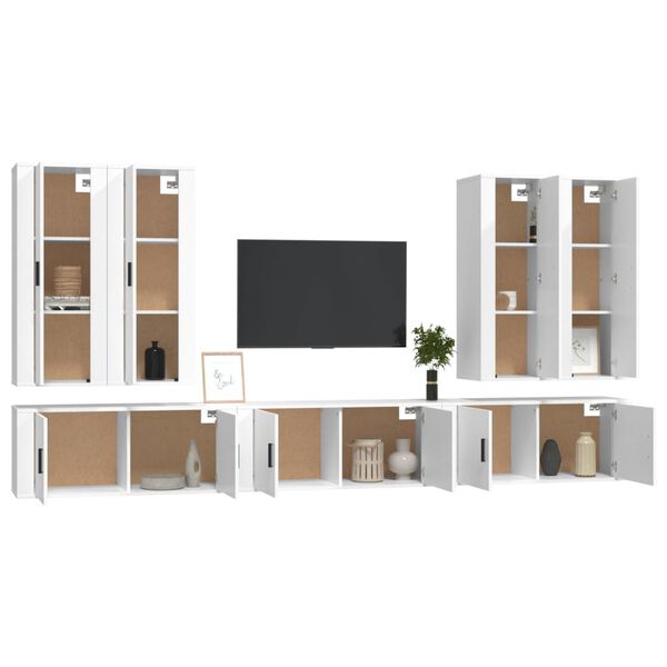 vidaXL 7-tlg. TV-Schrank-Set Wei&szlig; Holzwerkstoff