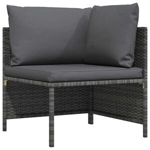 vidaXL Modulares Ecksofa mit Kissen Grau Poly Rattan