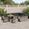 vidaXL Gartensofa-set mit Kissen mit Speicher 12 pcs Grau Poly Rattan