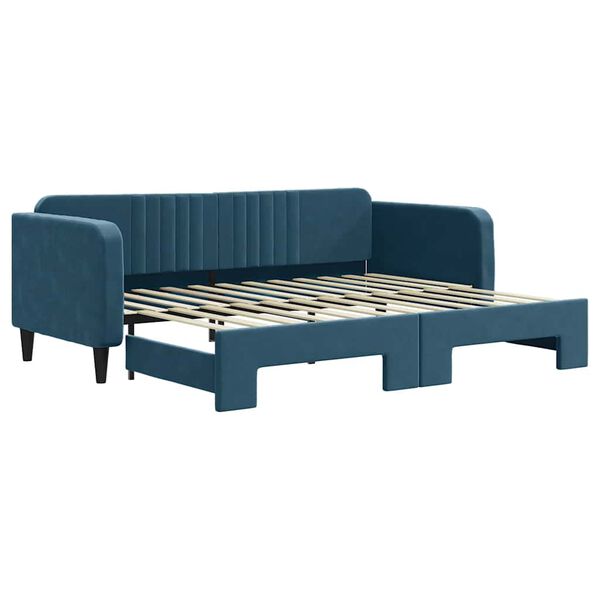 vidaXL Tagesbett Ausziehbar Blau 90x200 cm Samt