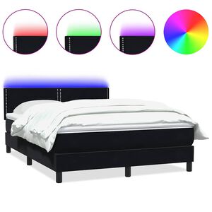 vidaXL Boxspringbett mit Matratze & LED Schwarz 160x220 cm Samt