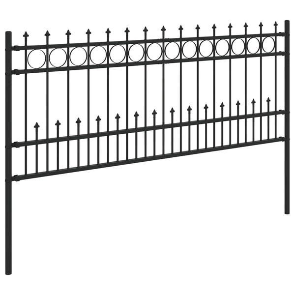 vidaXL Spike-Ringzaun Schwarz 200 x 130 cm Pulverbeschichteter Stahl