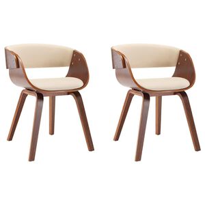 vidaXL Esszimmerst&uuml;hle 2 Stk. Creme Bugholz und Kunstleder