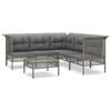 vidaXL 6-tlg. Garten-Lounge-Set mit Kissen Grau Poly Rattan