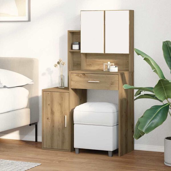 vidaXL Schminktisch Artisan-Eiche 80 x 35 x 132 cm Holzwerkstoff