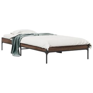 vidaXL Bettgestell Braun Eichen-Optik 90x190 cm Holzwerkstoff Metall