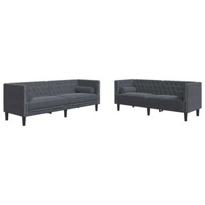 vidaXL Wohnzimmer Couch 2 pcs Dunkelgrau 194 x 74,5 x 70,5 cm Samt