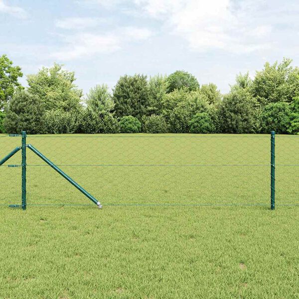 vidaXL Zaunpfosten Gr&uuml;n 25 x 0,8 m (50 mm Mesh) Stahl und PVC