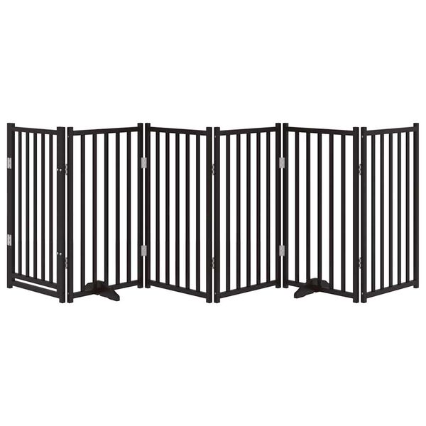 vidaXL 6-tlg. Hundetor mit T&uuml;r Faltbar Schwarz 300 cm Massivholz Tanne