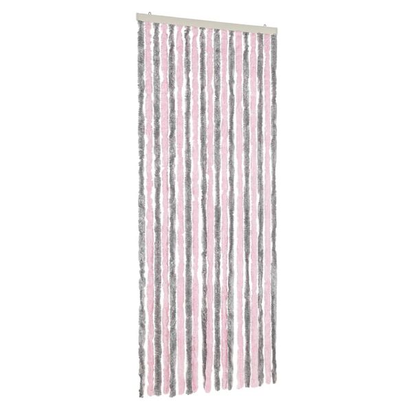vidaXL Fliegenvorhang Silbergrau und Rosa 56x185 cm Chenille