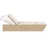 vidaXL Doppel-Sonnenliege mit Auflagen Beige Poly Rattan