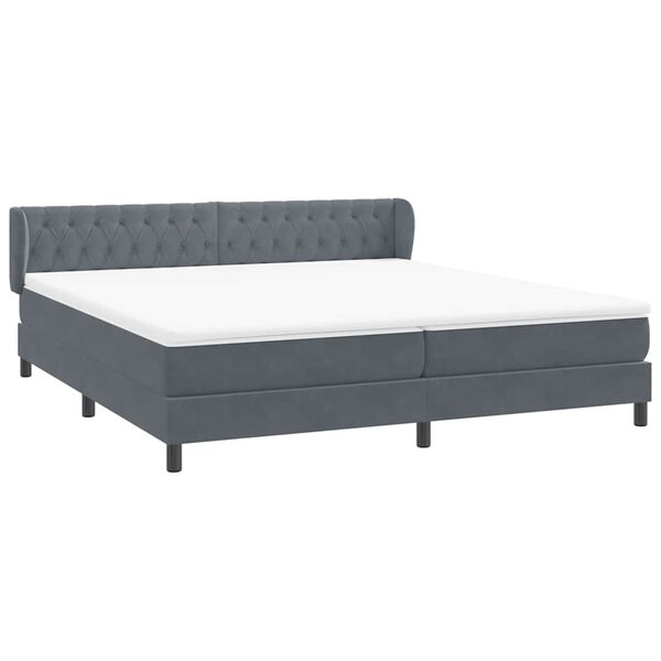 vidaXL Boxspringbett mit Matratzen Dunkelgrau 180x220 cm Samt