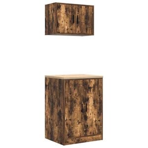 vidaXL Garagenschr&auml;nke 2 Stk. R&auml;uchereiche Holzwerkstoff