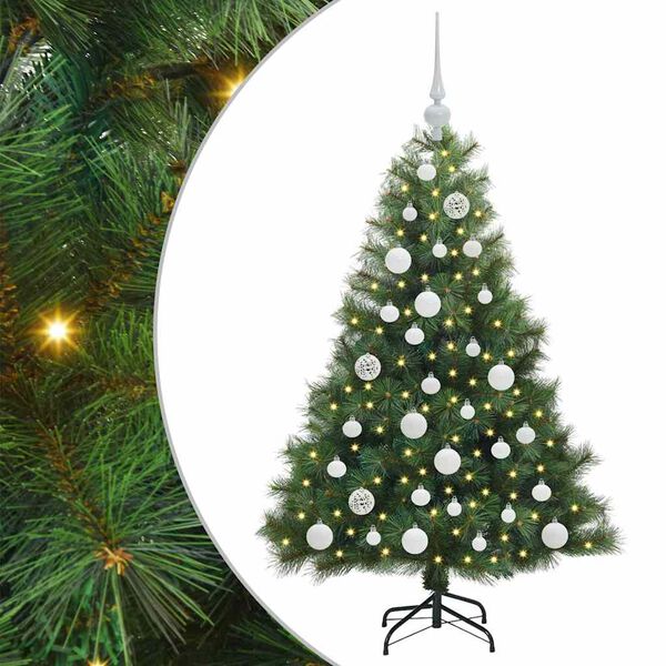 vidaXL K&uuml;nstlicher Weihnachtsbaum mit 150 LEDs Gr&uuml;n 120 cm PE und PVC