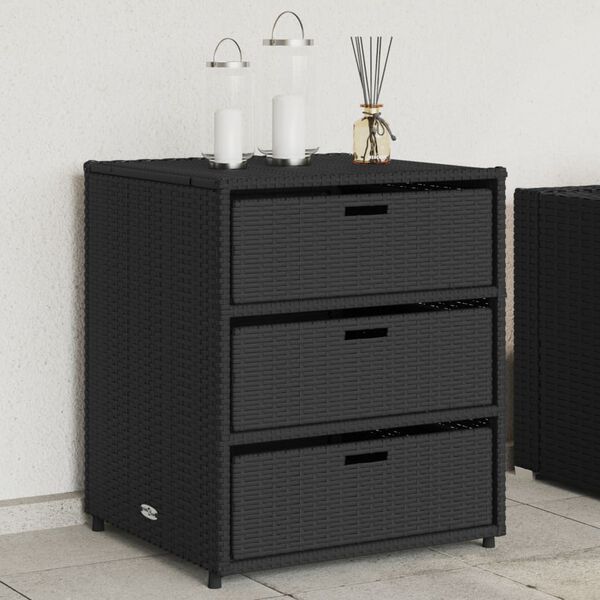 vidaXL Gartenschrank Schwarz 55x59x69 cm Poly Rattan
