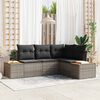 vidaXL Gartensofa-set mit Kissen mit Speicher 4 pcs Grau Polyrattan