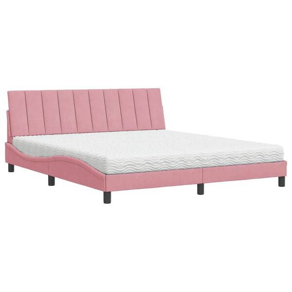 vidaXL Bett mit Matratze "Hanko" Rosa 180x200 cm Samt