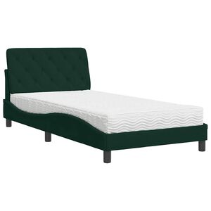 vidaXL Bett mit Matratze Dunkelgr&uuml;n 100x200 cm Samt