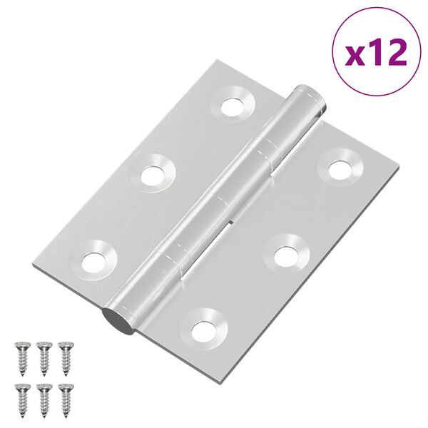 vidaXL Scharnier 12 pcs Silber 50 x 38 x 1,3 mm Stahl