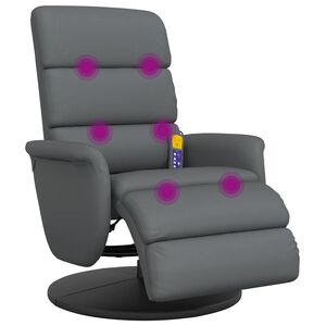 vidaXL Massagesessel mit Fu&szlig;teil Grau Kunstleder