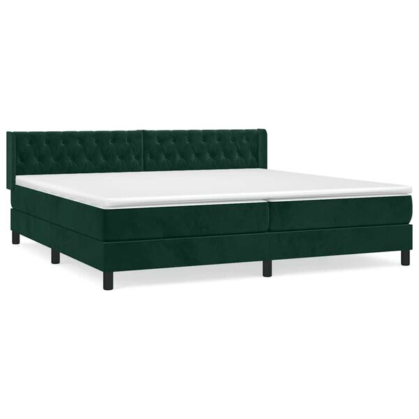 vidaXL Boxspringbett mit Matratze Dunkelgr&uuml;n 200x200 cm Samt